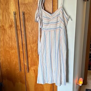 Striped Blue & Cream Summer Sundress 14 with stretch so cute
